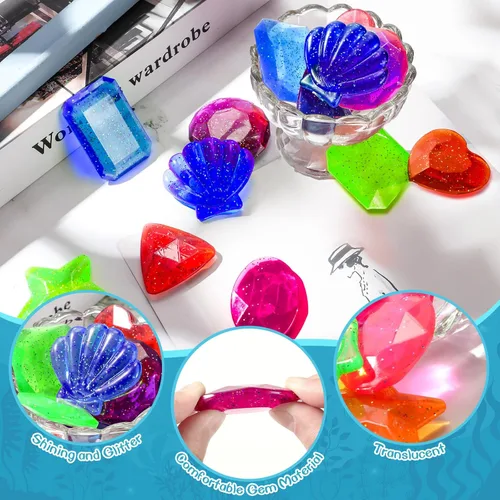 Miniatura 3 de Zhanmai 16 piezas de gemas de buceo juguetes de baño piscina hundimiento juguetes de buceo cristales verano diamante submarino para niños piedras