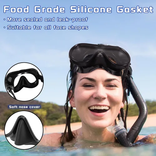 Miniatura 5 de Keary Gafas de natación para adultos con cubierta para la nariz, gafas de natación para hombres, mujeres, jóvenes, buceo, piscina, gafas de agua