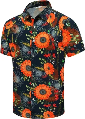 Miniatura 30 de SheLucki - Camisa hawaiana para hombre, unisex, de manga corta, con botones, para la playa y el verano, ropa casual estampada con sombra de palmas