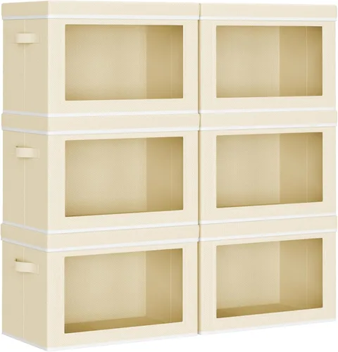Miniatura 15 de Homsorout Contenedores de almacenamiento con tapas, organizadores pequeños de tela con ventana, contenedores de almacenamiento plegables para ropa