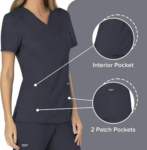 Miniatura 3 de Workwear Revolution WW610 - Ropa quirúrgica con estilo cruzado falso para mujer, elástica, suave y de fácil cuidado