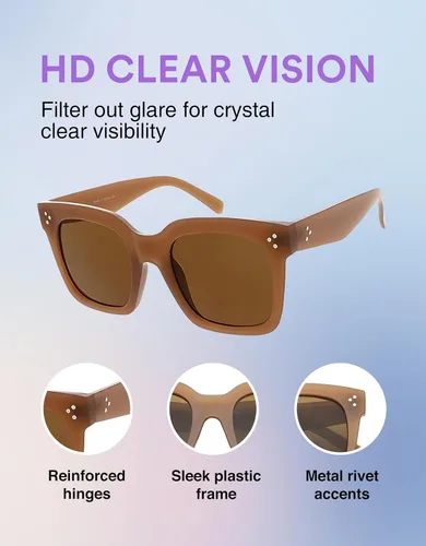 Miniatura 14 de zeroUV - Gafas de sol cuadradas retro de moda de gran tamaño para mujer estilo vintage 1.969 pulgadas