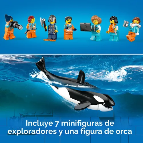 Miniatura 6 de LEGO City Arctic Explorer Ship 60368 - Juego de juguetes de construcción, divertido regalo para niños y niñas de 7 años, con un barco flotante