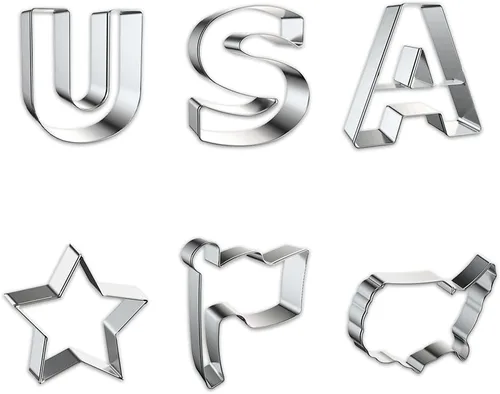 Miniatura 8 de Juego de 6 cortadores de galletas patrióticos de Estados Unidos, 250 aniversario, bandera estadounidense, moldes para vacaciones, fiestas