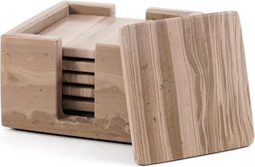 Miniatura 8 de Radicaln Juego de 6 posavasos de mármol de ónix verde, hechos a mano, 3.5 pulgadas, cuadrados para bebidas, juego de posavasos con soporte para mesa