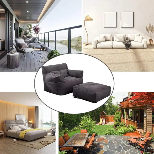 Miniatura 4 de Sofa Lazy Sack - Puf gigante para adultos (sin relleno), tumbona perezosa, tatami, ultra suave, funda para silla, muebles de sala de estar, asiento