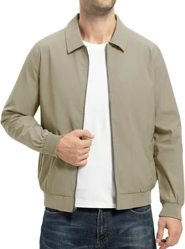 Miniatura 11 de TBMPOY Chaquetas ligeras para hombre, estilo casual, rompevientos, para hombre, chaqueta ligera de pista, cuello de tendido, abrigos de golf de otoño