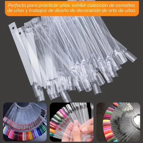 Miniatura 6 de 50 barras de muestra de uñas con anillo y puntas numeradas, pantalla transparente en forma de abanico para práctica de esmalte de uñas