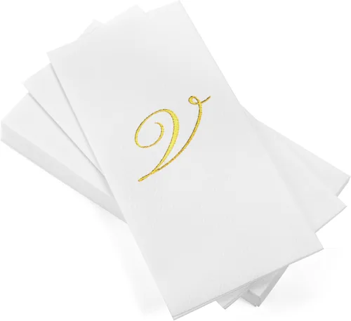 Miniatura 29 de AH AMERICAN HOMESTEAD Servilletas desechables – Servilletas doradas con monograma para invitados, servilletas acolchadas como tela para baño