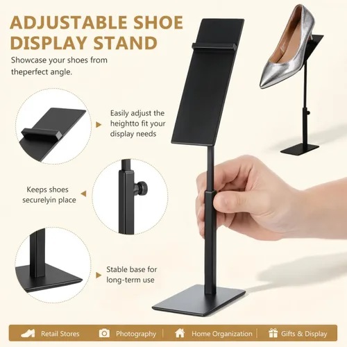 Miniatura 4 de EXCEART Soporte de exhibición de tacones altos Organizador de zapatos ajustable de acero inoxidable Organizador de estante para almacenamiento