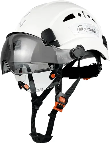 SAFEBUILDER Casco de seguridad industrial con visera Casco duro ABS con visera Ventilación ajustable Casco de construcción Protección para la cabeza