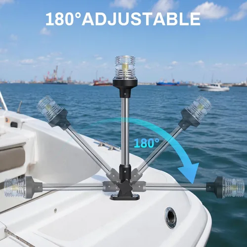 Miniatura 4 de Obcursco Luces de popa de barco, IP67 impermeable, plegable, luz LED blanca de anclaje para lanchas marinas, pontones, pesca, lubinas y Jon