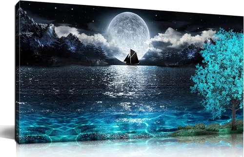 Miniatura 11 de Decoración de Pared Verde Azulado para Oficina - Citas Inspiradoras Arte de Pared de Árbol - Arte de Pared en Lienzo Grande Decoración Verde Azulado