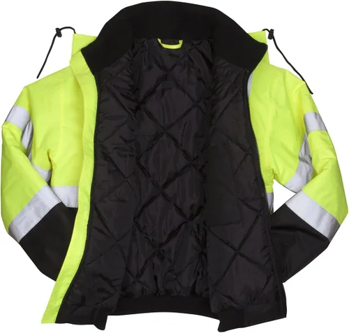 Miniatura 4 de Pyramex RJ32 Series Waterproof Hi-Vis Orange Lime Bomber Jacket with Quilted Lining - Size Large verde lima (Hi Vis Lime)