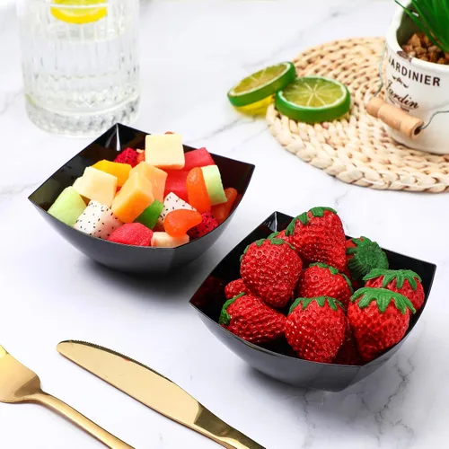Miniatura 7 de Sliner 100 Piezas Cuencos de Plástico Cuadrados 8 oz Cuencos de Servir de Plástico Desechables Contenedores de Chips para Fiestas, Contenedores