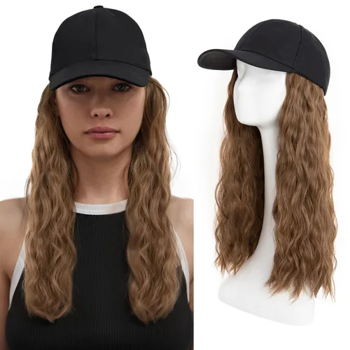 Miniatura 20 de S-noilite Peluca de gorra de béisbol con extensiones de cabello, 8 pulgadas, corta, rizada, ondulada, estilo Bob, peinado, ajustable, con cabello