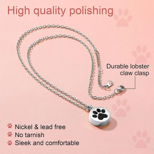 Miniatura 89 de FindChic Collares personalizados con urna para cenizas, barra vertical, gato, luna, reloj de arena, garra de perro, acero inoxidable, chapado en oro
