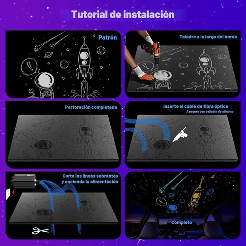 Miniatura 9 de Twinkle Starlight Headliner Light,32W 1000pcs 13.1ft LED Star - Kit de luz de fibra óptica para techo con aplicación/control remoto