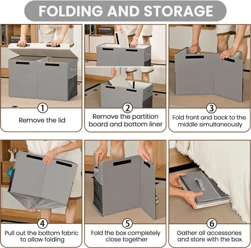 Miniatura 8 de Caja de almacenamiento grande de juguetes de 40 litros con tapa, caja grande de juguetes para niños, niñas y niños, cuarto del bebé y sala de estar