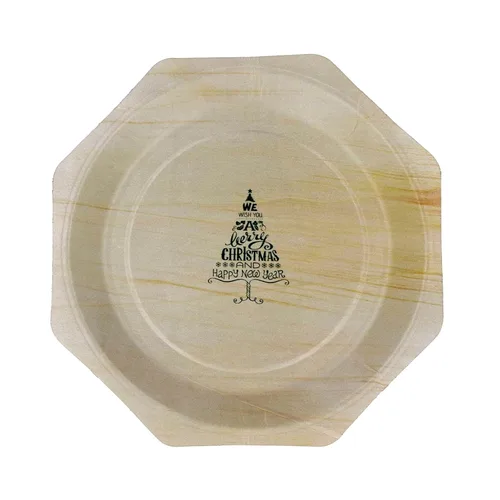 Platos de madera de 11 pulgadas con texto en inglés "We Wish you a Merry Christmas and Happy New Year", paquete de 30 unidades