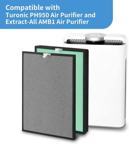 Miniatura 2 de Filtro de aire de repuesto para Turonix PH950 y purificador Extract-ALL AMB1, 4 etapas de filtración con filtro de algodón azul, carbón activado