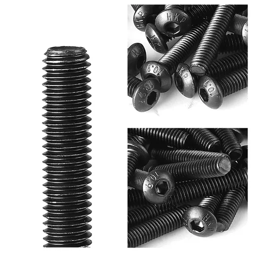 Miniatura 5 de Tornillos de cabeza de botón M5-0.031 x 0.315 in Tornillos de acero de aleación de grado 10.9 métricos, acabado de óxido negro, totalmente roscado