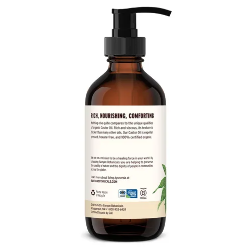 Miniatura 6 de Banyan Botanicals Aceite de ricino orgánico – Aceite de ricino puro y refinado – para el cuidado de la cara y la piel, cuidado del cabello y belleza