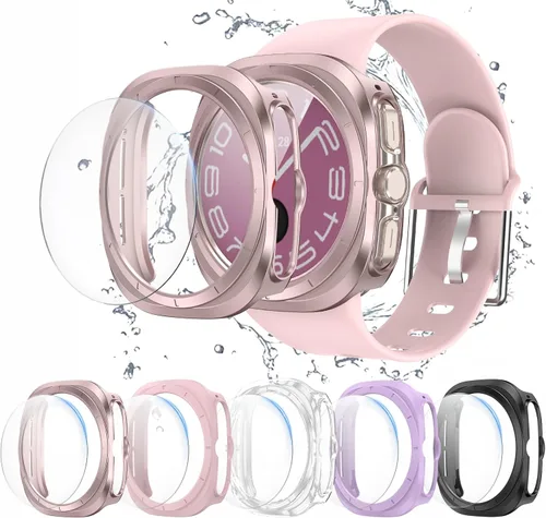 Miniatura 12 de [Paquete de 5+5] Funda protectora de pantalla para Galaxy Watch 7 de 40 mm, cubierta protectora impermeable + protector de pantalla de vidrio