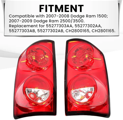 Miniatura 2 de Luz trasera HECASA compatible con 2007-2009 Dodge Ram 1500/2500/3500 ensamblaje de lámpara de luz trasera de camioneta para lado del conductor Lente