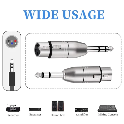 Miniatura 2 de Tisino Adaptador XLR hembra a TRS de 1/4 de pulgada, XLR hembra equilibrada a adaptadores macho de 0.250 in de pulgada - 2 unidades XLRF a 1/4" TRS