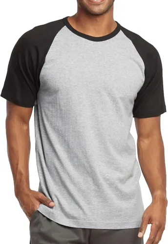 Miniatura 5 de Camiseta de béisbol raglán para hombre, de algodón, dos tonos, casual, atlética