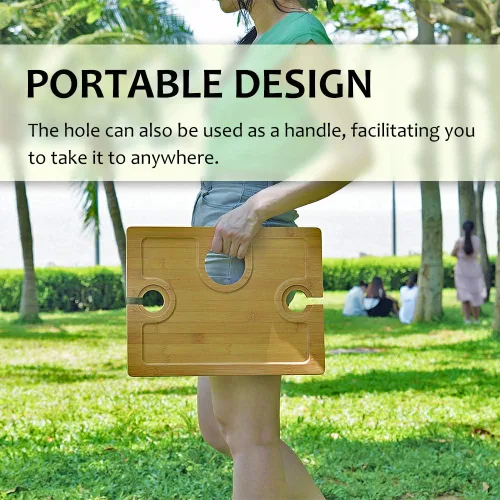 Miniatura 6 de Tirrinia Mesa Portátil de Picnic para Vino, Regalo de Vino Ideal para Mujeres y Hombres, Pequeña Mesa Plegable para Picnic al Aire Libre y Bandeja