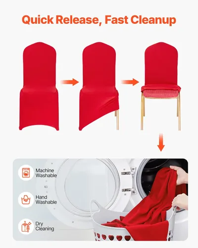 Miniatura 54 de VEVOR 150 fundas blancas para sillas de poliéster y elastano, fundas elásticas para bodas, fiestas, comedor, banquetes, sin pinzas, 150
