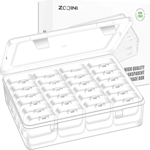 Caja organizadora de cuentas, 28 recipientes pequeños de plástico transparente, 1 caja organizadora grande de manualidades, 1 etiqueta de hoja,