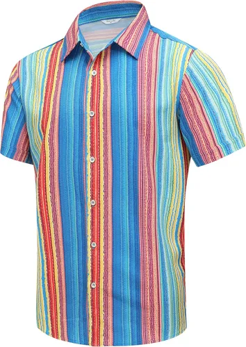 Miniatura 58 de SheLucki - Camisa hawaiana para hombre, unisex, de manga corta, con botones, para la playa y el verano, ropa casual estampada con sombra de palmas