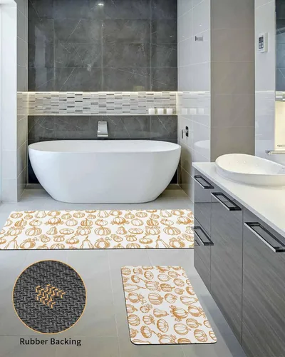 Miniatura 5 de Tapete de baño de otoño para bañera, antideslizante, de secado rápido y absorbente, de tierra de diatomeas, tapete de cocina, calabaza, cosecha