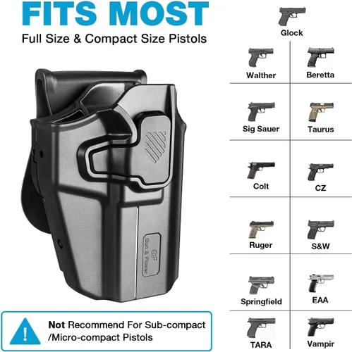 Miniatura 2 de Funda universal OWB para Glock/S&W/Sig/Springfield/CZ/Beretta/Taurus/Canik/FN/ 1911/Walther, se adapta a más de 100 pistolas para pistolas compactas