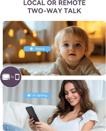 Miniatura 9 de Comfyer Monitor híbrido de video sin WiFi y WiFi inteligente para bebés, pantalla dividida de 5 pulgadas 1080P y control de aplicación de cámara 2K