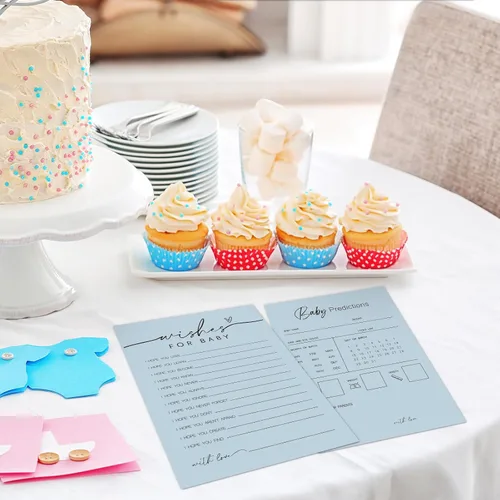 Miniatura 6 de Whaline 50 hojas de predicciones y consejos para baby shower, tarjetas de actividades para juegos de fiesta, nuevo libro de consejos para padres
