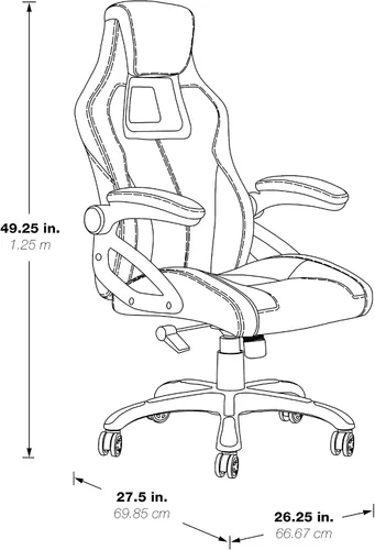 Miniatura 3 de OSP Home Furnishings Race Car - Silla ajustable para juegos, cuero consolidado gris carbón con detalles rojos