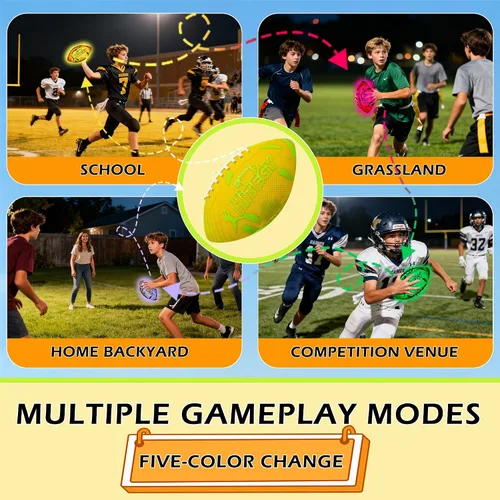 Miniatura 6 de Glow in The Dark Football Light Up Football USB-C Rechargeable LED Ball with Pump Night Game Ball for Indoor & Outdoor Play Gift Ready for