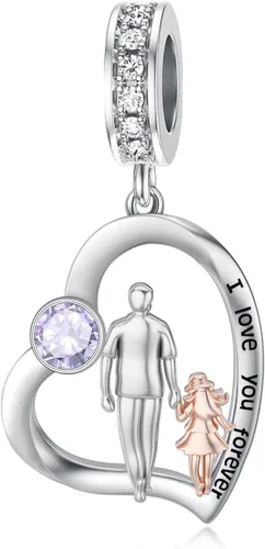 Miniatura 76 de PROESS Dije para padre, madre e hija, pulsera de plata de ley para pulseras, regalos de cumpleaños, día de San Valentín, para hija, madre, amante