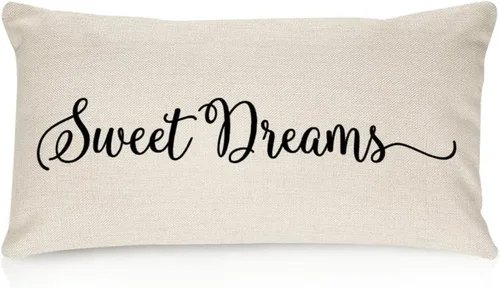 Miniatura 24 de Sweet Dreams - Fundas de almohada lumbar de lino y algodón de 12 x 18 pulgadas, funda de almohada rectangular decorativa de granja, divertida
