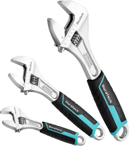 Miniatura 8 de DURATECH Llave de acero Cr-V ajustable de 6 pulgadas, llave de mandíbula ancha, básculas métricas y SAE, para el hogar, garaje, taller y bricolaje