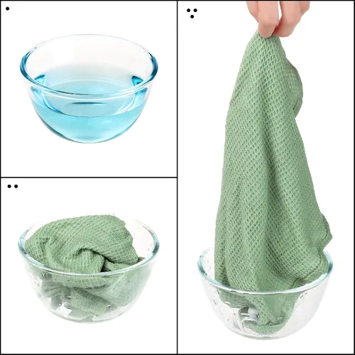 Miniatura 4 de uxcell Paños de limpieza reutilizables, paquete de 6 toallas de cocina de algodón con tejido de gofre, reutilizables y lavables, trapos para secar