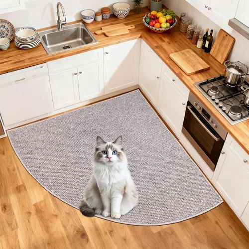 Miniatura 6 de Alfombra esquinera de cocina antideslizante, lavable, tapete circular de cocina para piso, alfombra de esquina para cocina, fregadero, lavandería