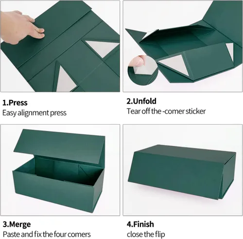 Miniatura 3 de ROSTELACK Caja de regalo verde de 10 x 6 x 3 pulgadas con tapa de cierre magnético, caja de regalo para regalos, cajas de regalo de dama de honor