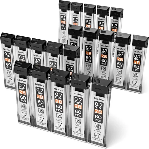 Miniatura 8 de Nicpro 600 repuestos de plomo de 0.020 in HB #2 resistentes a roturas para lápices mecánicos de 0.020 in, paquete de 60 por tubo, 10 tubos
