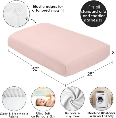 Miniatura 4 de Sweet Jojo Designs Sábanas ajustables para cuna de bebé (rosa rubor) para niñas, guardería infantil, habitación de niños pequeños - Tamaño estándar