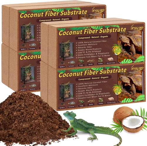 Miniatura 10 de Legigo 2 Pack Sustrato de fibra de coco comprimida - 100% fibra de coco orgánica en bloque para cama de reptiles, sustrato natural de cáscara